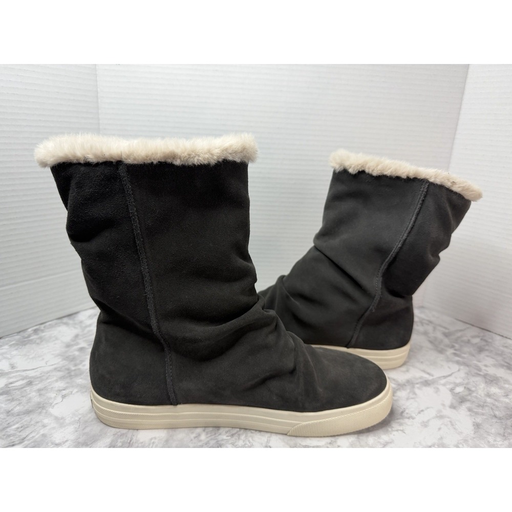 Taos Cozy Chic Soft Faux Fur Size Women's 9.5 Dark Gray Suede Slouchy Boots - Picture 6 of 14